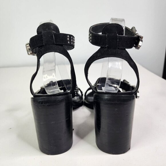 ASOS Western Studded Open Toe Strappy Chunky Heels Womens Size 7 Black Silver - Picture 10 of 14